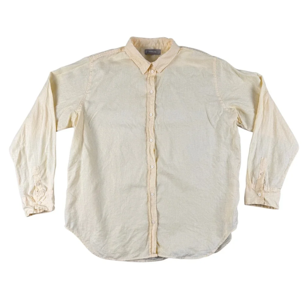 Everlane Shirt Mens 16 Yellow 100% Linen Button Down Long Sleeve Casual - Picture 2 of 9